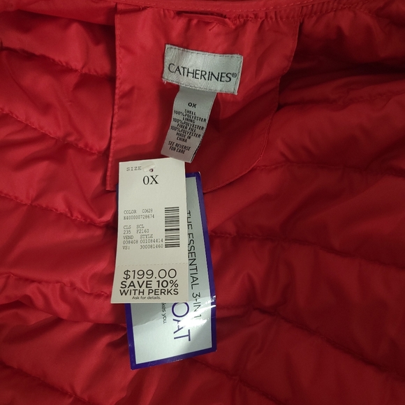 NWT Catherines 3-in-1 Parka Anorak Jacket, black red size 0X - Picture 10 of 14